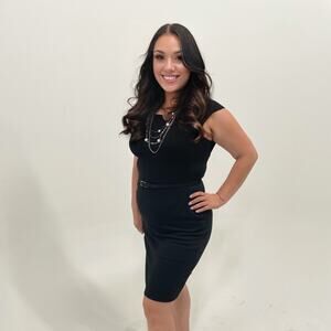 Evan Picone Black Belted Midi Dress Size 12
